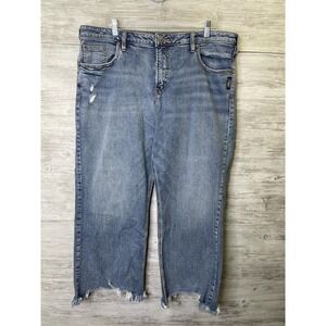 Silver Jeans Co. Wide Leg Crop Jeans Womens 16 Plus Blue High Rise Distressed